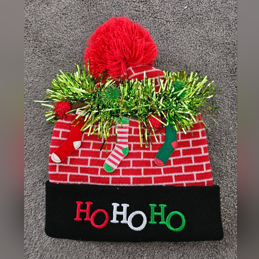 Ho ho ho christmas stocking garland beanie